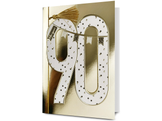 Kartka urodzinowa PAN DRAGON HM 200-3170 Bia�a cyfra w z�ocie "90"