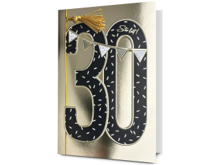 Kartka urodzinowa PAN DRAGON HM 200-3172 Czarna cyfra w z�ocie "30"