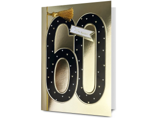 Kartka urodzinowa PAN DRAGON HM 200-3175 Czarna cyfra w z�ocie "60"