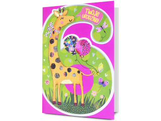 Kartka urodzinowa dla dzieci PAN DRAGON HM 200-3365 Dla dziewczynki, Cyfra "6"