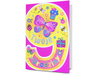 Kartka urodzinowa dla dzieci PAN DRAGON HM 200-3368 Dla dziewczynki, Cyfra "9"