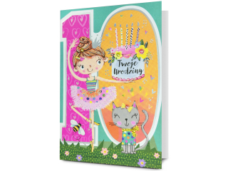 Kartka urodzinowa dla dzieci PAN DRAGON HM 200-3369 Dla dziewczynki, Cyfra "10"