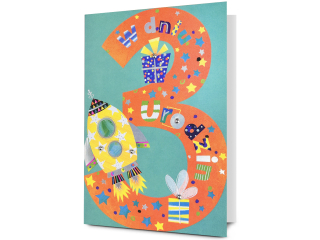 Kartka urodzinowa dla dzieci PAN DRAGON HM 200-3372 Dla ch�opca, Cyfra "3"