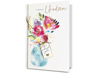 Kartka urodzinowa PAN DRAGON HM 200-2927 Kwiaty akwarelowe