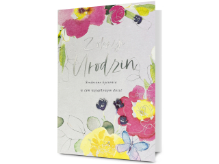Kartka urodzinowa PAN DRAGON HM 200-2931 Kwiaty akwarelowe