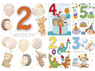 Laurka z cyframi na g�bkach exclusive B6GE 117x167 z kopert� POL-MAK urodzint 2-5 mix B6GE_URDZIE_755