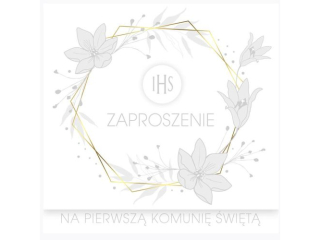 Zaproszenie kwadrat ZKW 120x120 z kopert� POL-MAK 10szt. Komunia ZKW_KOM_62162