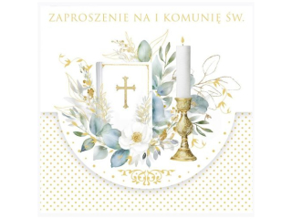 Zaproszenie kwadrat ZKW 120x120 z kopert� POL-MAK 10szt. Komunia ZKW_KOM_62164