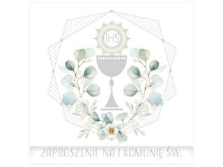 Zaproszenie kwadrat ZKW 120x120 z kopert�  POL-MAK 10szt. Komunia ZKW_KOM_64019