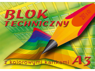 Blok techniczny kolorowy A3 10k. 170g KRESKA HURT