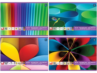 Blok techniczny kolorowy A5 20k. 180g INTERDRUK barwiony w masie