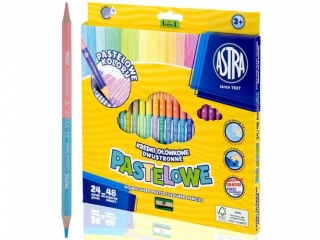 Kredki o��wkowe ASTRA tr�jk�tne dwustronne Pastelowe 24szt/48 kolor�w