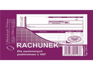 Druk-rachunek A6 dla zwolnionych z VAT poziom 234-5