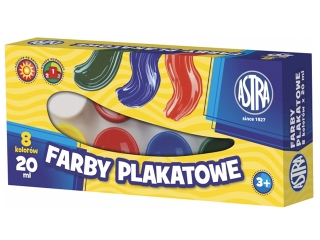 Farby plakatowe  8 kolor�w ASTRA 20ml