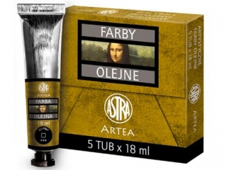 Farby olejne 18ml 5szt czer� sadza