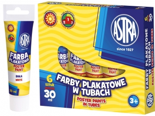Farby plakatowe w tubie ASTRA 30ml - bia�a