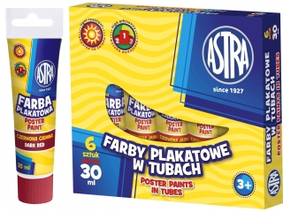 Farby plakatowe w tubie ASTRA 30ml - czerwona ciemna