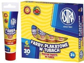 Farby plakatowe w tubie ASTRA 30ml - czerwona jasna