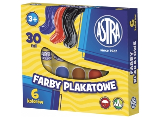 Farby plakatowe w tubie 6 kolor�w ASTRA 30ml