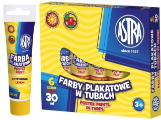 Farby plakatowe w tubie ASTRA 30ml - cytrynowa