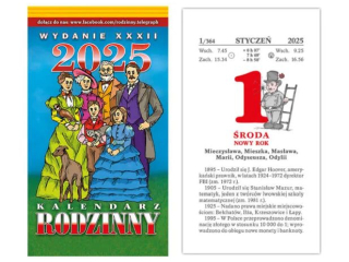 Kalendarz zdzierak TELEGRAPH Rodzinny 2025