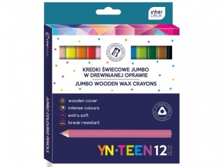 Kredki �wiecowe YN TEEN Jumbo w drewnianej obudowie 12 kolor