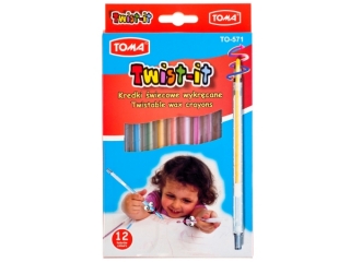 Kredki �wiecowe 12 kolor�w TOMA wykr�cane TO-571