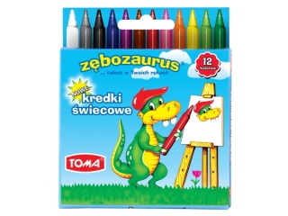 Kredki �wiecowe TOMA 12 kolor�w Z�bozaurus TO-558