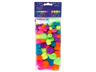 Pompony akrylowe 78szt. DPCRAFT mix neon