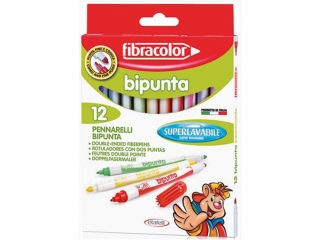 Pisaki dwukolorowe FIBRACOLOR Bipunta 10 kolor�w pude�ko