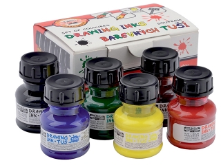 Tusz kre�larski KOH-I-NOOR 15ml 6 kolor�w w komplecie